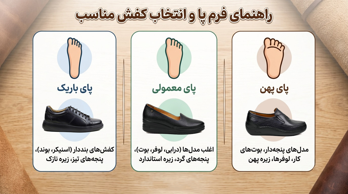 انتخاب کفش چرم بر اساس فرم پا