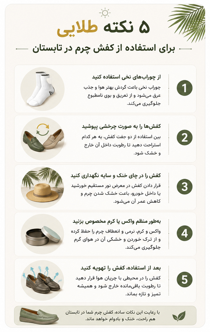 نکات نگهداری و استفاده از کفش چرم در تابستان